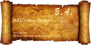 Bárdos Andor névjegykártya