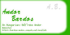 andor bardos business card